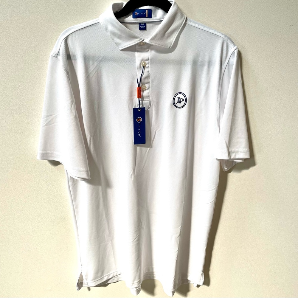 Stitch Men’s White Polo Golf Short Sleeve Shirt
